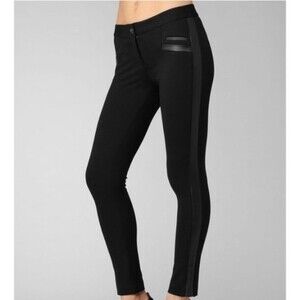 Paige Black Stretch with Leather Detailing Pants